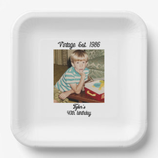 Vintage Photo Birthday Personalized  ペーパープレート