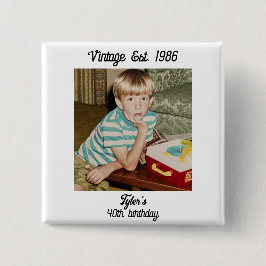Vintage Photo Birthday Personalized 缶バッジ