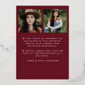 Vintage Photo Floral Graduation Foil Announcement 箔招待状 (裏面)