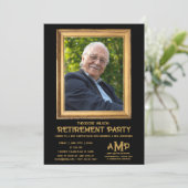 Vintage Photo Frame Black Retirement Party  招待状 (スタンド正面)
