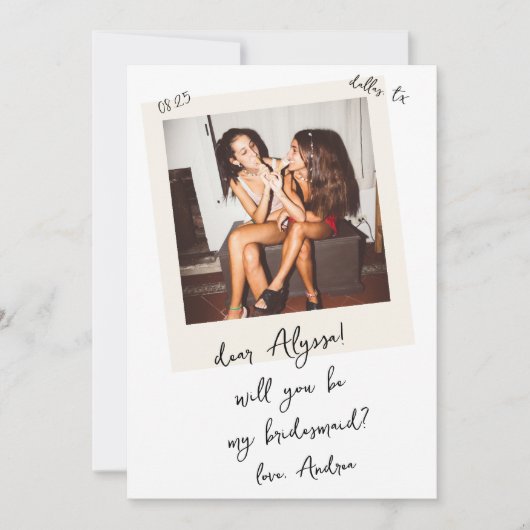 Vintage Photo Handwritten Bridesmaid Proposal 招待状 (正面)
