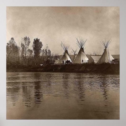 Vintage Photo Indian Village Teepee ポスター (正面)