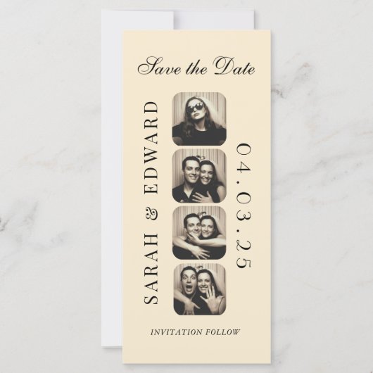 Vintage Photobooth Bookmark Qrcode Save the Date (正面)