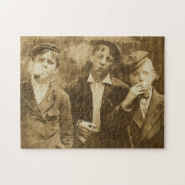 Vintage photograph of newsies smoking cigars ジグソーパズル