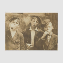 Vintage photograph of newsies smoking cigars sepia 薄葉紙