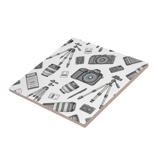 Vintage Photography Equipment Pattern タイル (側面)