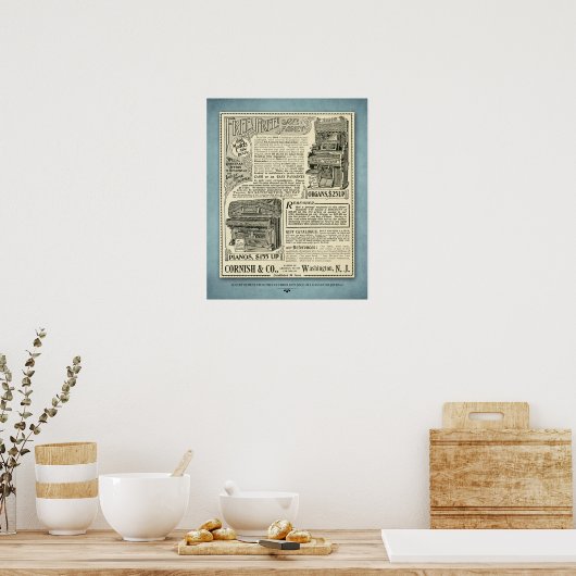 Vintage Piano Ad ポスター (キッチン)