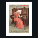 Vintage Piano Music Advert Musician Instrument ポスター<br><div class="desc">This beautiful vintage music art print depicts a woman playing an upright piano. Digitally enhanced and remastered, this is a reproduction of a piano advertisement dating from 1870. What a beautiful musical print for musicians and music lovers! For best fine art print quality, upgrade to archival heavyweight paper. **Note that...</div>