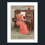 Vintage Piano Music Advert Musician Instrument ポスター<br><div class="desc">This beautiful vintage music art print depicts a woman playing an upright piano. Digitally enhanced and remastered, this is a reproduction of a piano advertisement dating from 1870. What a beautiful musical print for musicians and music lovers! For best fine art print quality, upgrade to archival heavyweight paper. **Note that...</div>