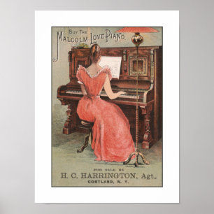 Vintage Piano Music Advert Musician Instrument ポスター