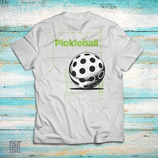 Vintage Pickleball Blueprint Technical Drawing Tシャツ