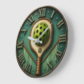 Vintage Pickleball Paddle ラージ壁時計 (傾斜)