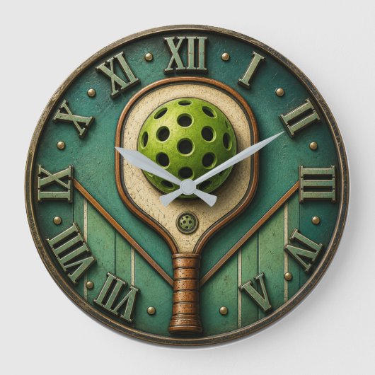 Vintage Pickleball Paddle ラージ壁時計 (正面)