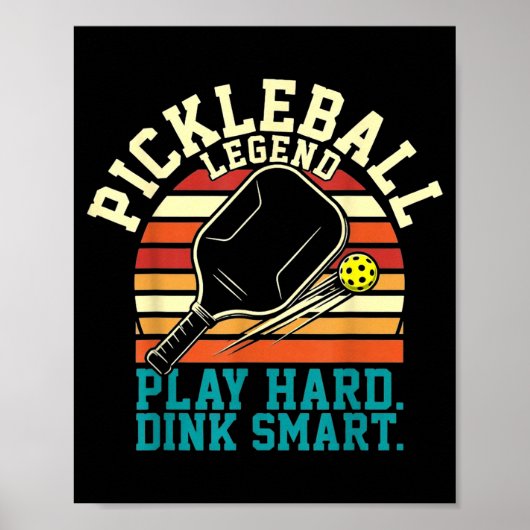 Vintage pickleball retro lines minimal classic  ポスター (正面)