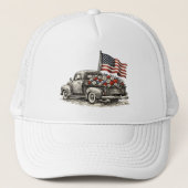 Vintage Pickup Truck Flag  キャップ (正面)