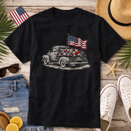 Vintage Pickup Truck Flag  Tシャツ