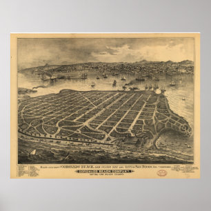 Vintage Pictorial Map of Coronado Beach (1880) ポスター