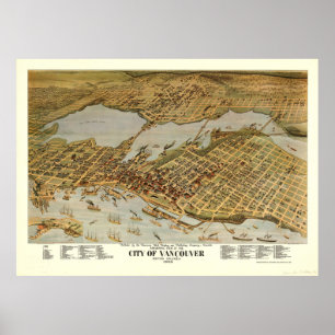 Vintage Pictorial Map of Vancouver BC (1898) ポスター