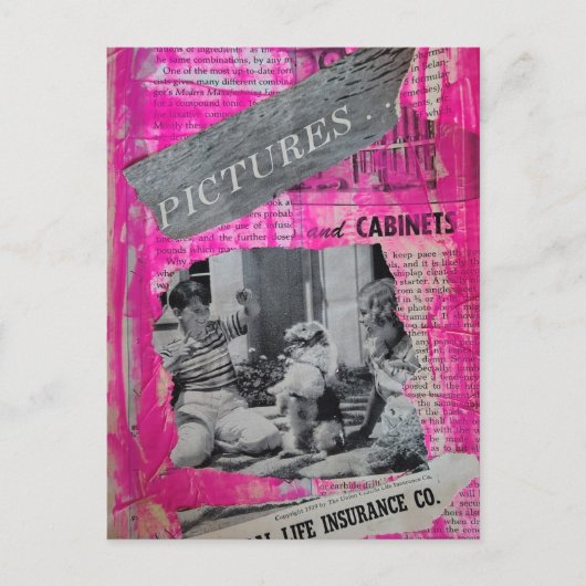 Vintage Pictures Kids and Dog Collage ポストカード (正面)