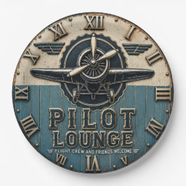 Vintage Pilot Lounge Airplane ペーパープレート