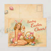 Vintage Pin-Up Easter Egg Postcard ポストカード (正面/裏面)