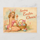 Vintage Pin-Up Easter Egg Postcard ポストカード (正面)