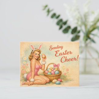 Vintage Pin-Up Easter Egg Postcard ポストカード