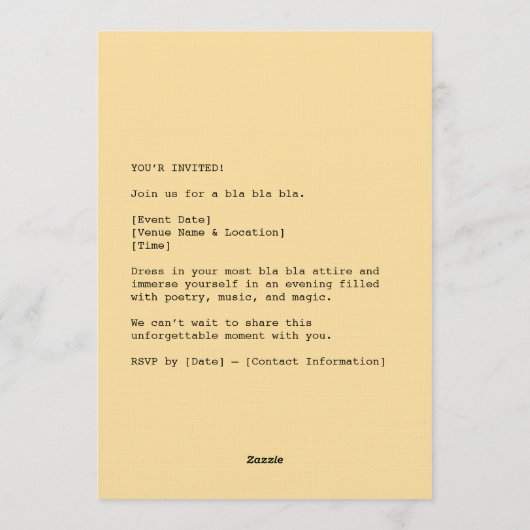 Vintage Pin-Up Power Shout 招待状 (裏面)