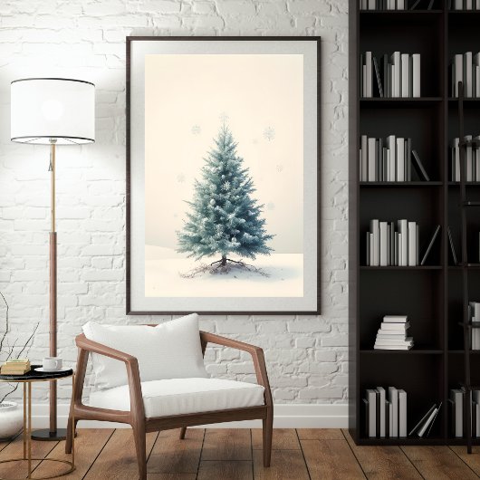 Vintage Pine Christmas Tree Poster ポスター