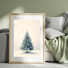 Vintage Pine Christmas Tree Poster ポスター