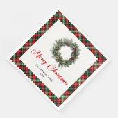 Vintage Pine Wreath Christmas Napkin Personalized (コーナー)