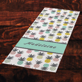 Vintage Pineapple in Gold Teal Aqua Pink Monogram ヨガマット