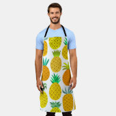 vintage pineapple seamless pattern isolated on whi エプロン (着用した状態)