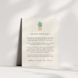 Vintage Pineapple Wedding Guest Information エンクロージャーカード<br><div class="desc">Designed to coordinate with our Vintage Pineapple wedding invitation collections, this simple and chic card features charcoal gray lettering with a pineapple illustration in golden yellow and tropical green on a warm cream ivory background. Replace the sample text with the key details of your wedding celebration. Wondering what information to...</div>