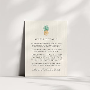 Vintage Pineapple Wedding Guest Information エンクロージャーカード