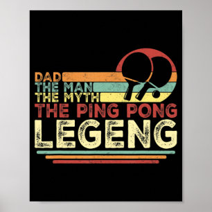 Vintage Ping Pong Dad Ping Pong Playing Tee Fathe ポスター