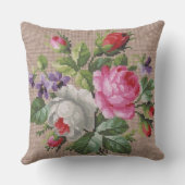 Vintage Pink and WhiteFloral Cross Stitch クッション (裏面)