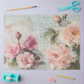 Vintage Pink Antique Blush Rose Decoupage 薄葉紙 (クラフト)