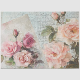 Vintage Pink Antique Blush Rose Decoupage 薄葉紙