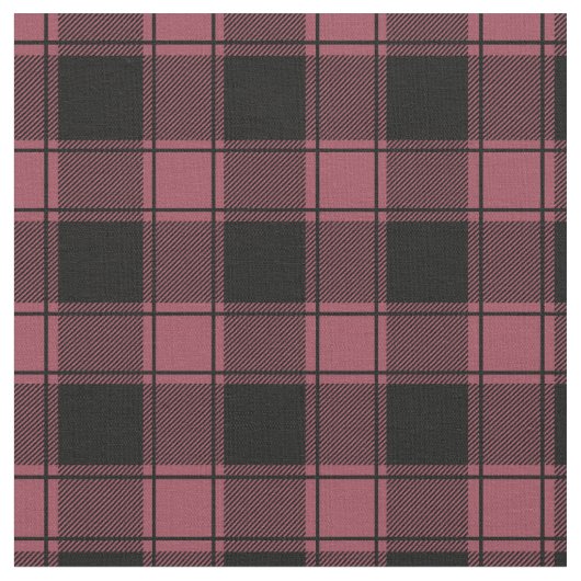 Vintage Pink & Black Buffalo Plaid ファブリック (クローズアップ)