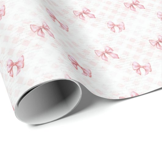 Vintage Pink Bow Coquette Wrapping Paper ラッピングペーパー (ロールコーナー)