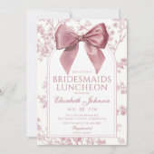 Vintage Pink Bow Floral Bridesmaids Luncheon 招待状 (正面)