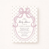Vintage Pink Bow Frame Baby Shower Invitation 招待状