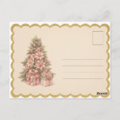 Vintage Pink Christmas Tree Postcard ポストカード (裏面)