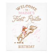 Vintage Pink First Rodeo Birthday Welcome Sign フォトプリント (正面)