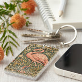 Vintage Pink Flamingo art nouveau design キーホルダー (正面右)