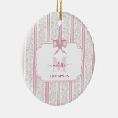 Vintage Pink Floral Coquette Bow Monogram セラミックオーナメント (右)