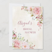 Vintage Pink Floral Spring Bridal Shower 招待状 (裏面)