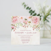 Vintage Pink Floral Spring Wedding Invitations 招待状 (スタンド正面)