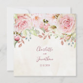 Vintage Pink Floral Spring Wedding Invitations 招待状 (裏面)